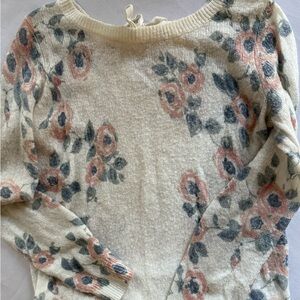 LC Lauren Conrad Floral Sweater - Cream and Pink